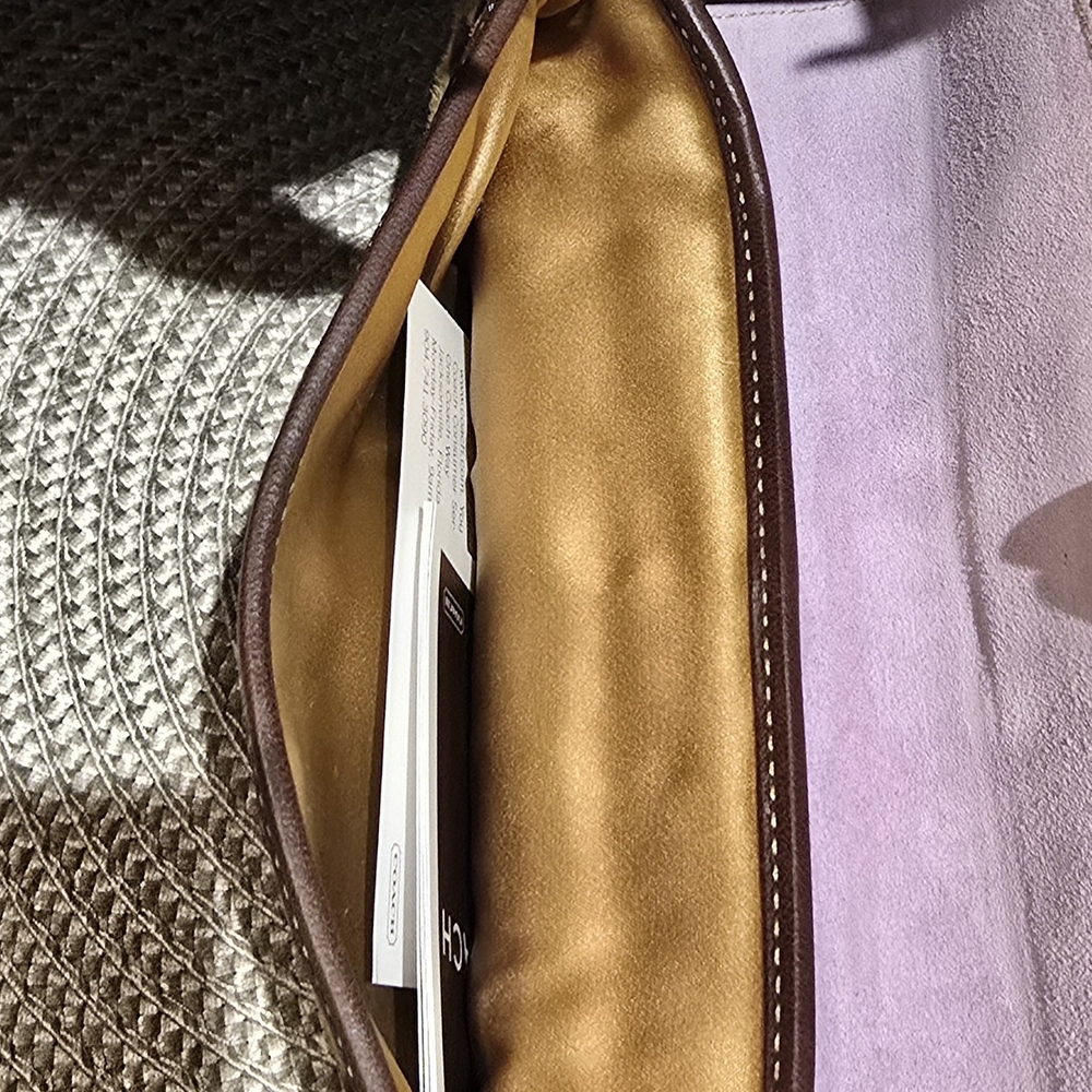 RARE Coach Leopard Print Clutch with Lavendar Suede and Brown Leather Accents - Picture 7 of 15